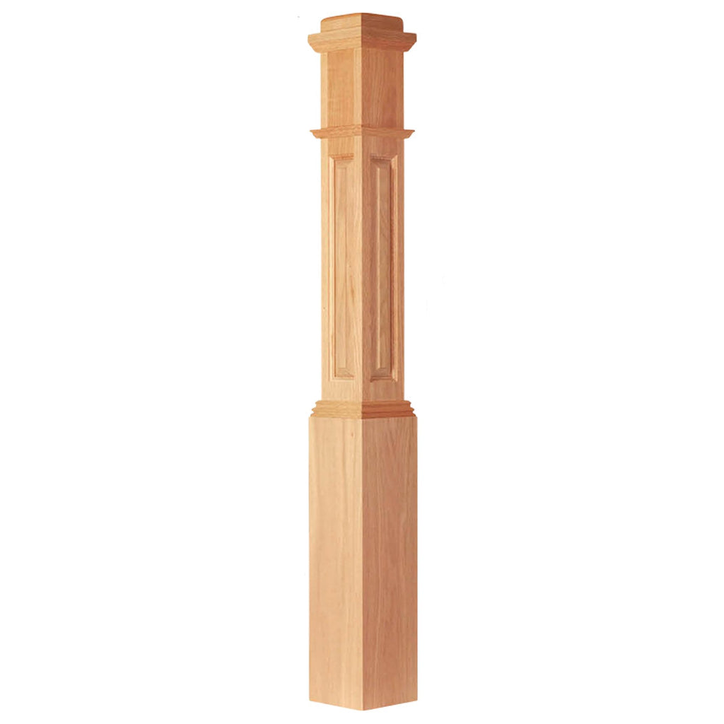 Box Newel Post 6.25" Raised Panel, Poplar