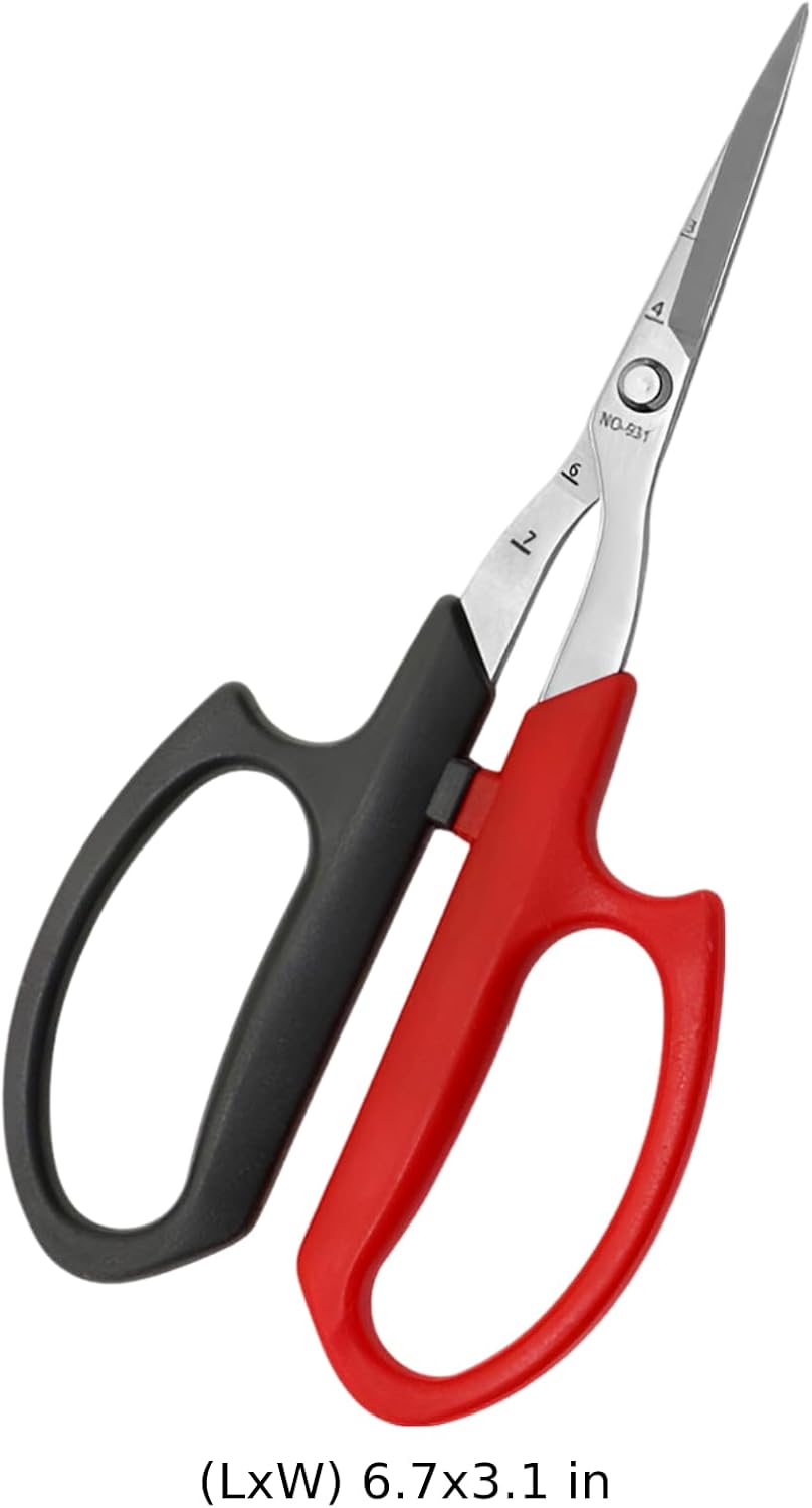 931 Stainless Steel Harvesting Shears, Pointed Tip Pruning Shear, 1.5 in / 38 mm Blade, Ergonomic Soft Grip, Shock