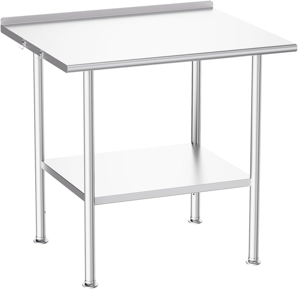 NSF Stainless Steel Prep Table 30X36 inch, with Backsplash