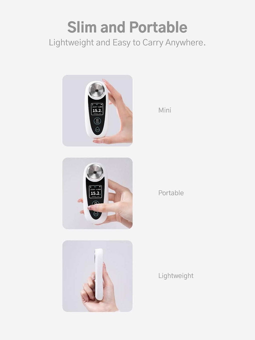Digital Brix Refractometer, ±0.1%, Precisionwith ATC, Rechargeable & Portable