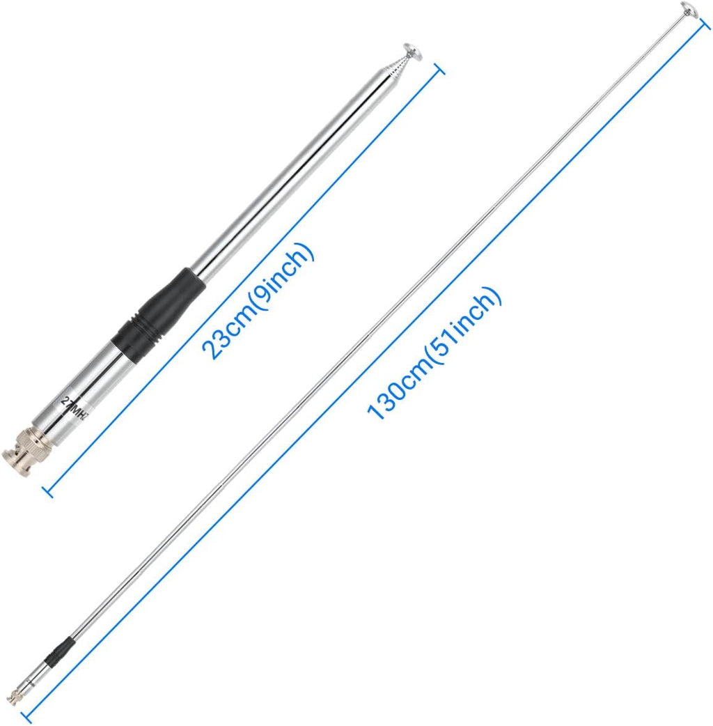 27Mhz CB Antenna 9-Inch to 51-inch Telescopic/Rod HT Antennas for Handheld CB Radio with BNC Connector Compatible