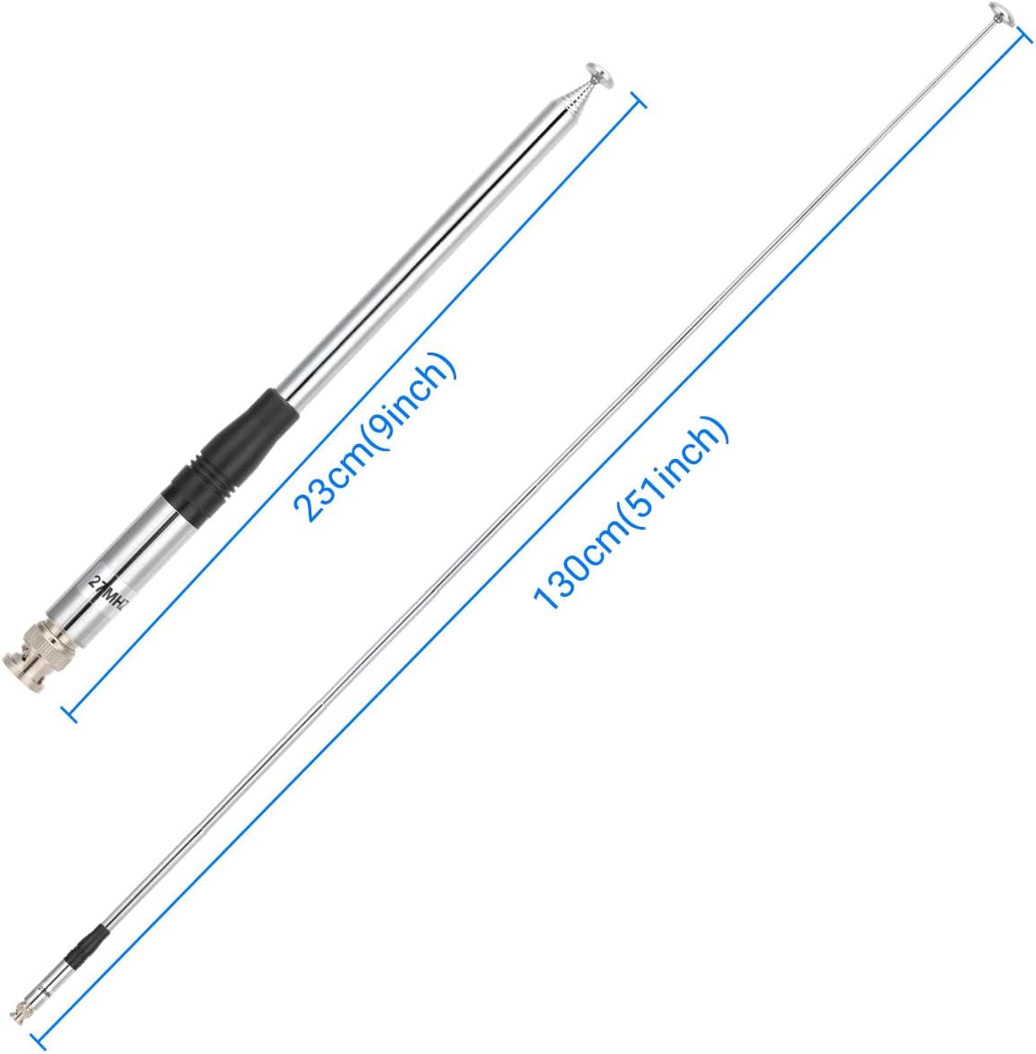 27Mhz CB Antenna 9-Inch to 51-inch Telescopic/Rod HT Antennas for Handheld CB Radio with BNC Connector Compatible