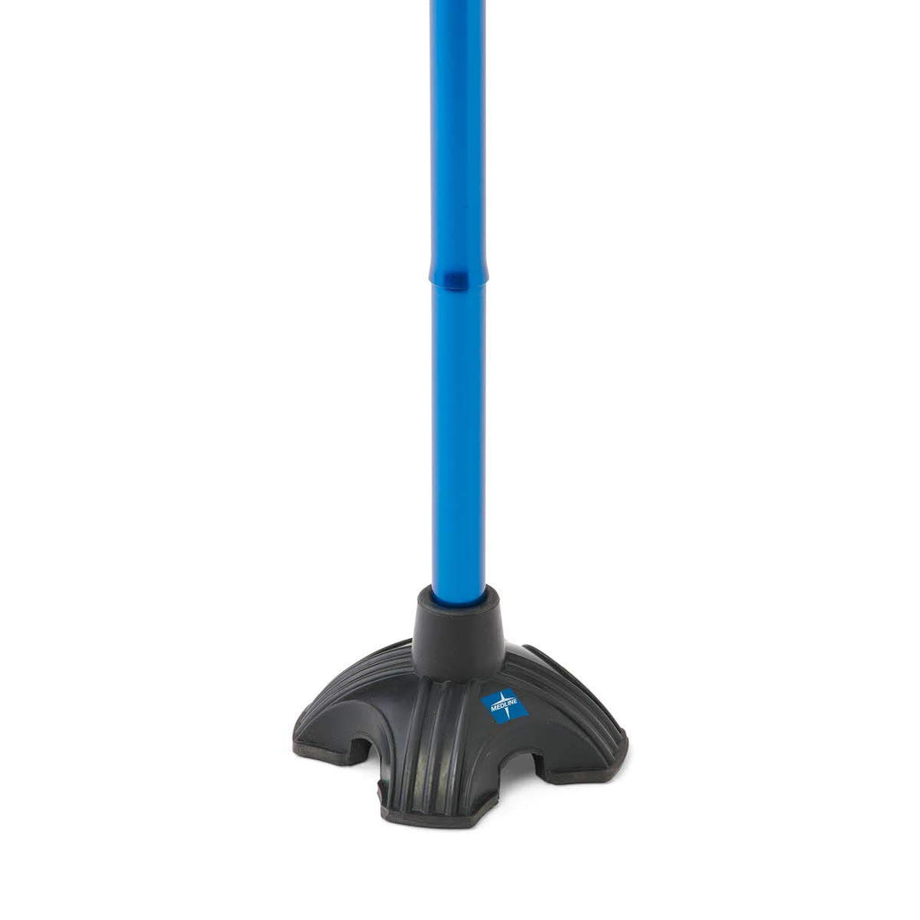 Offset Folding Cane, 4-Point Base With Cushioned Gel Handle, Supports Up To 350 lbs, Blue