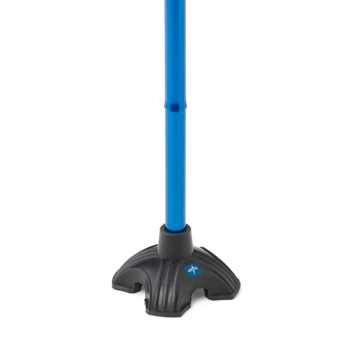 Offset Folding Cane, 4-Point Base With Cushioned Gel Handle, Supports Up To 350 lbs, Blue
