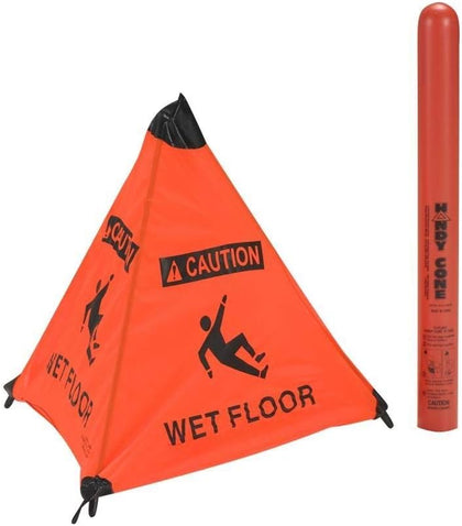 Wet Floor Sign: English/Spanish 18' Orange with Hang Tube