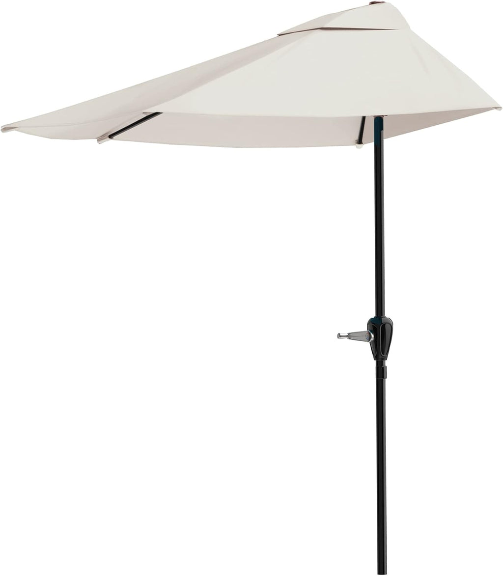 Half Umbrella Outdoor Patio Shade - 9 ft Patio Umbrella with Easy Crank - Small Canopy for Balcony, Table, or Deck by