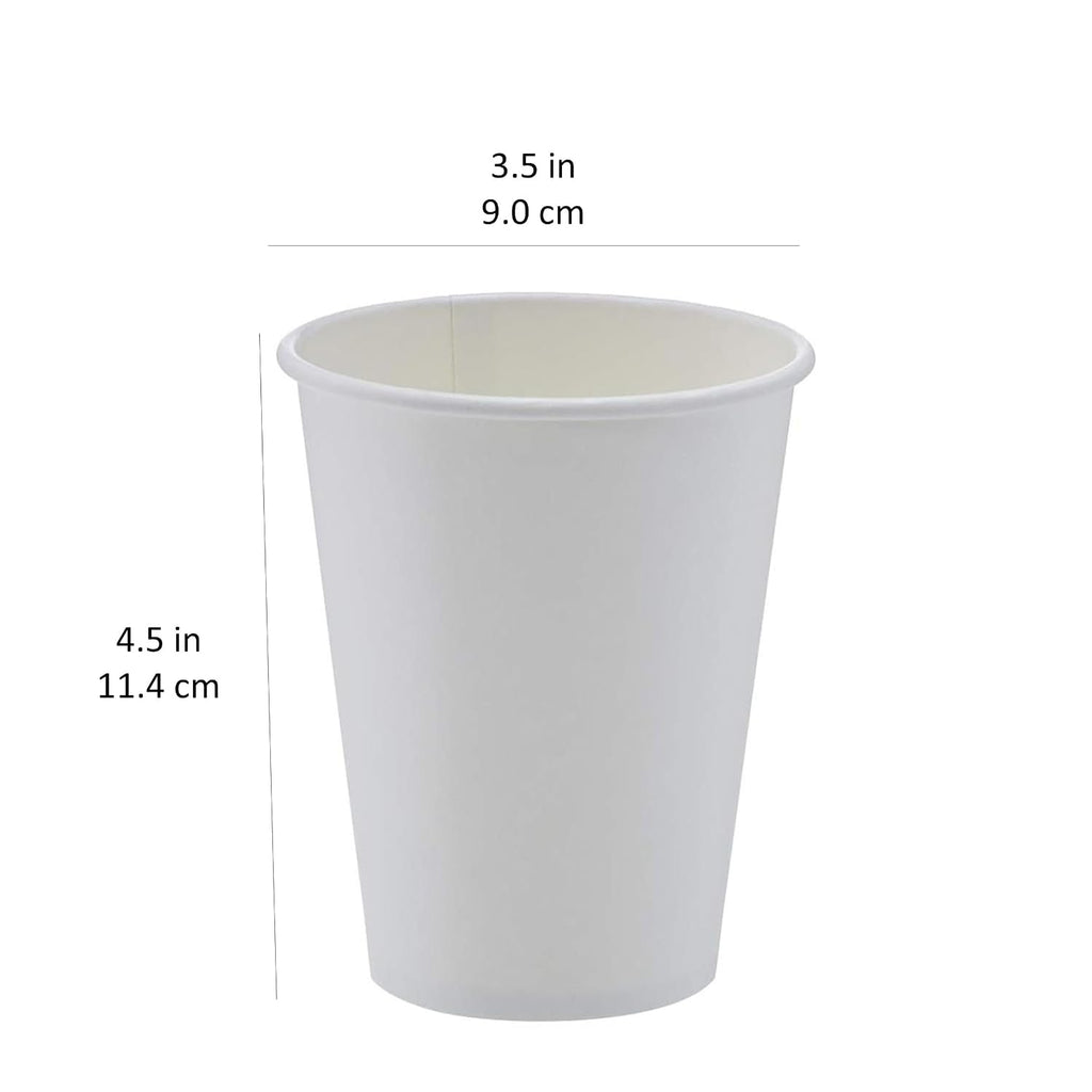 Disposable Compostable Paper Coffee Cups for Hot & Cold Beverages, Leak-Proof, 12 Ounces, White, 1000 Count