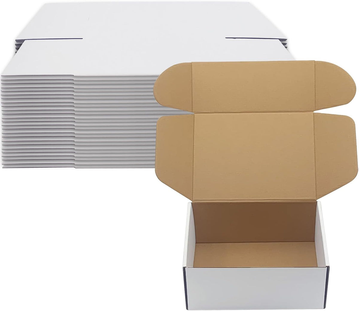 9x7x4 inch Shipping Boxes Set of 25, White Corrugated Cardboard Mailer Box