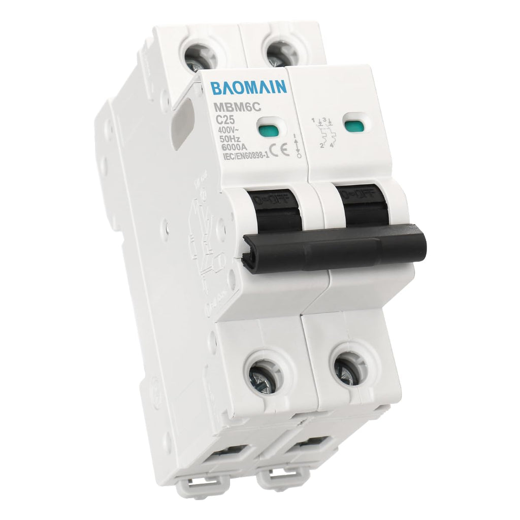 BAOMAIN 25A 2P C25 400VAC Circuit Breaker for Home/Business Load Centers