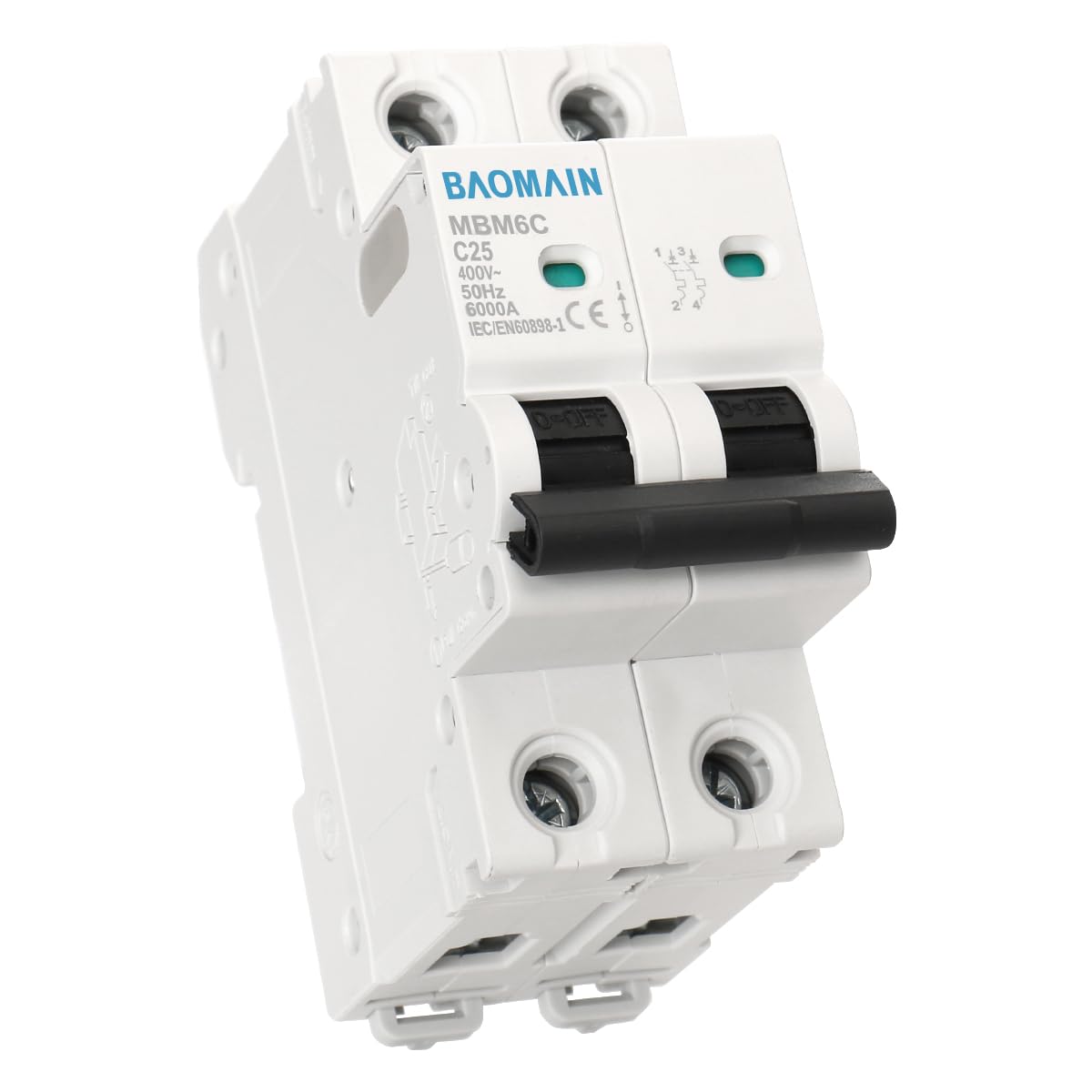 BAOMAIN 25A 2P C25 400VAC Circuit Breaker for Home/Business Load Centers