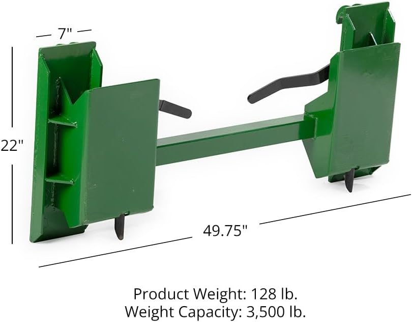Quick Tach Adapter Fits Hook and Pin to Convert Universal Skid Steer Style Mount, Green Finish, 12x22 Adapter Hook