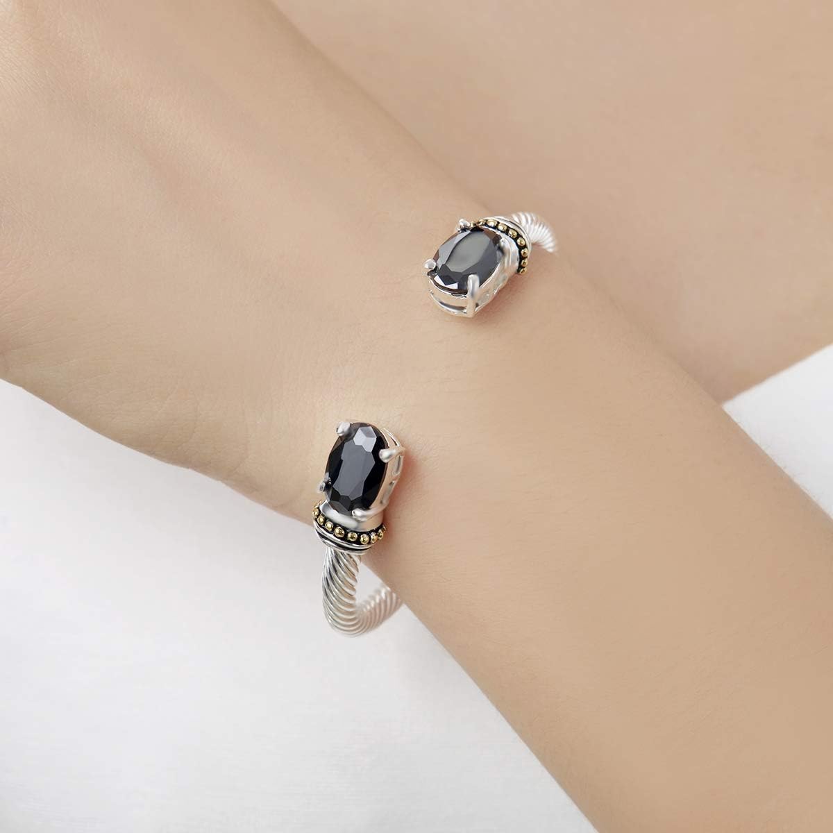 Stainless Steel Cuff Bangles Crystal Mosaic Bracelet Bangle for Women Fashion Jewelry BR75854