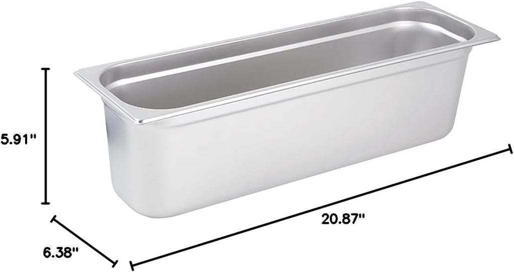 13.6 qt 6" Half Size (Long) Deep Stainless Steel Steam Table Pan