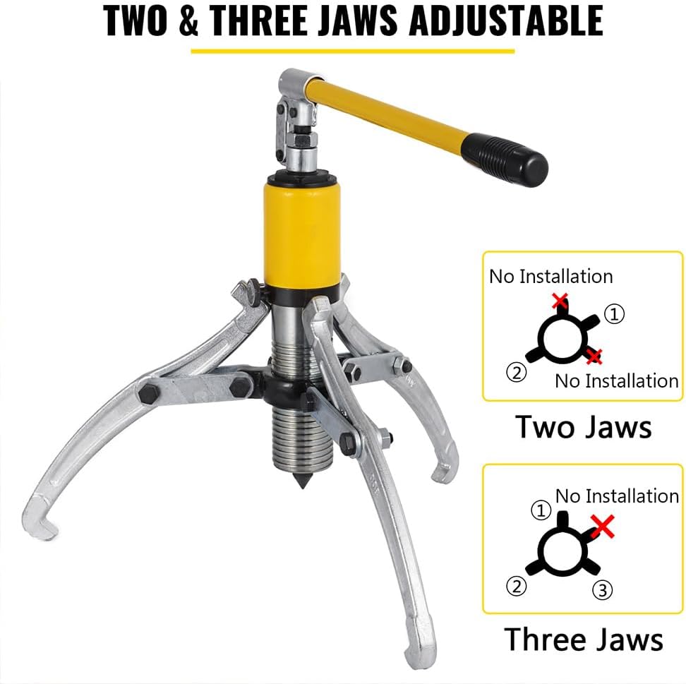 Hydraulic Gear Puller, 15 Ton Max. Capacity Hydraulic Puller, 2 or 3 Jaws Bearing Hub Separator, 3.9"- 11.8"