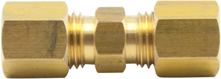 Brass Compression Tube Fitting, Union, 3/8" OD x 3/8" OD, Pack of 2