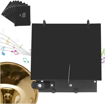 Trombone Lyre, Trumpet Lyre for Marching Band, with 8 Double-Sided Flip Folio Folder, Silicone Clip, Portable