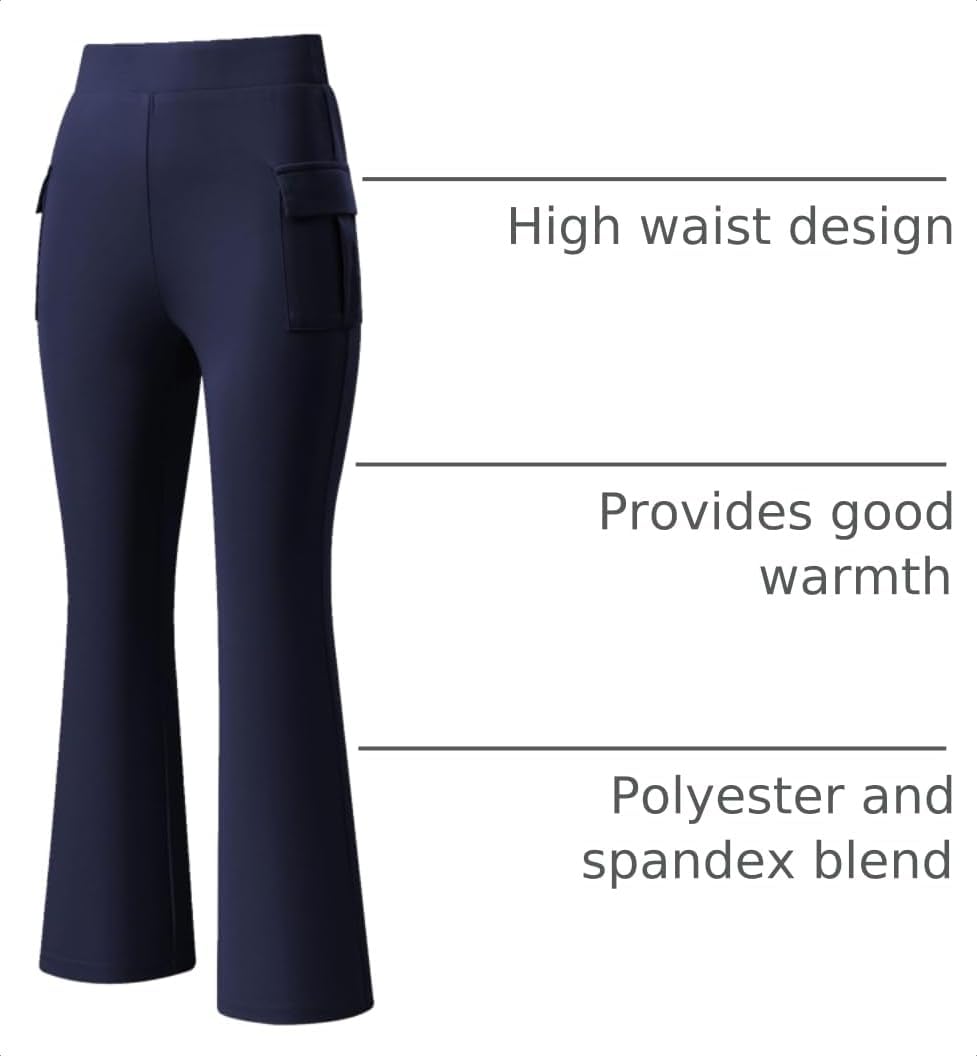 Girls Cargo Flare Pants Kids School Bell Bottoms Size 6-15 Years | High Elastic Waisted, Flare Leg, Cargo Pockets