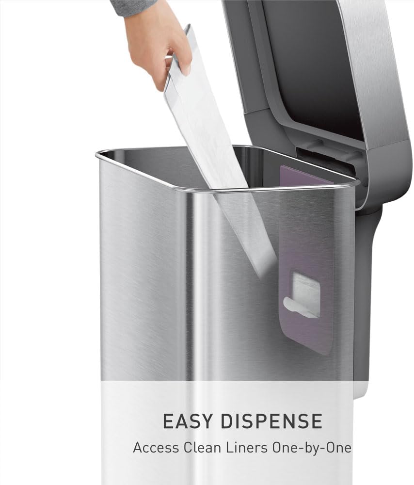 Rectangular Step Can, 45L / 12 Gallon Kitchen Trash Can, Liner Rim System, Liner Pocket, 150,000-Step Pedal, Lid Shox