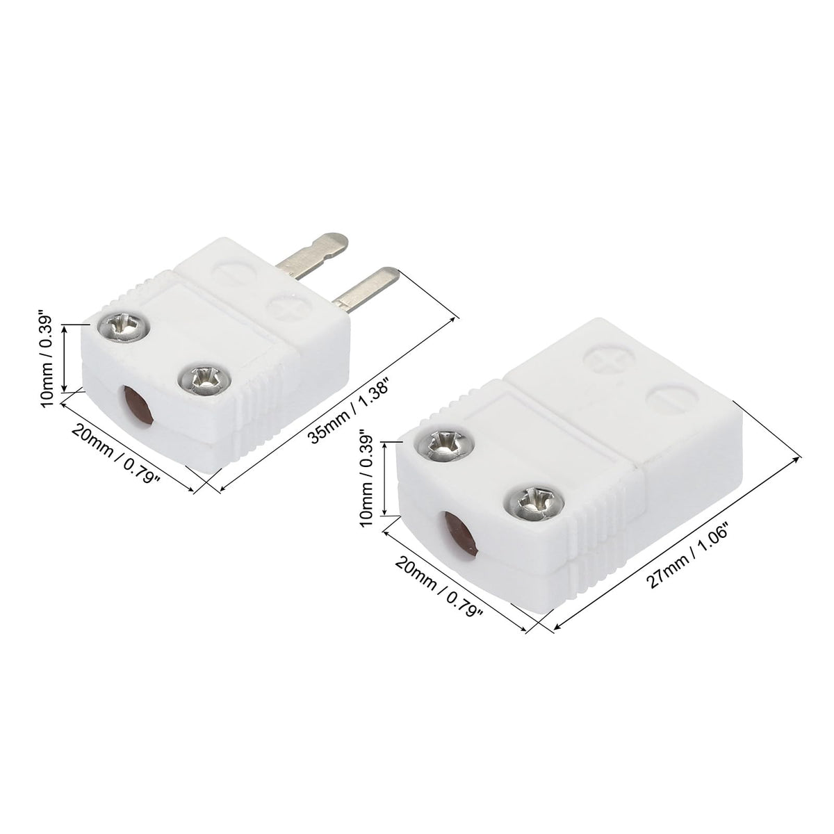 MECCANIXITY Mini K Type Ceramics Thermocouple Wire Connectors, 2 Set