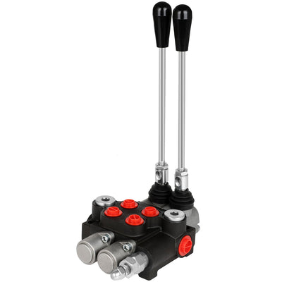 Hydraulic Flow Control Valve, 2 Spool 11 GPM Hydraulic Directional Control Valve Adjustable Hydraulic Joystick Control Valve for Double Acting Tractor Loader, Tanks Loaders and Log Splitters