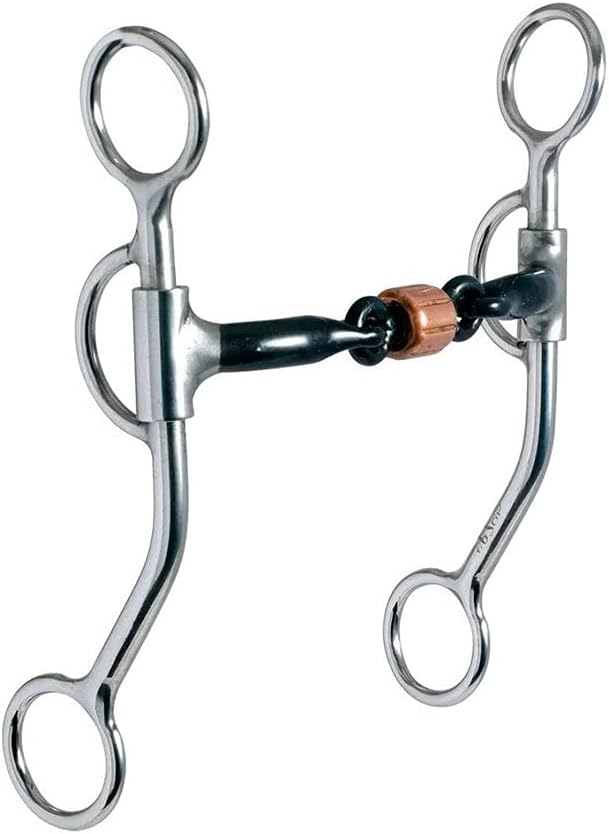 776 All Around Curb Bit for Horse - 3-Piece Sweet Iron Snaffle with Copper Roller - Stage C