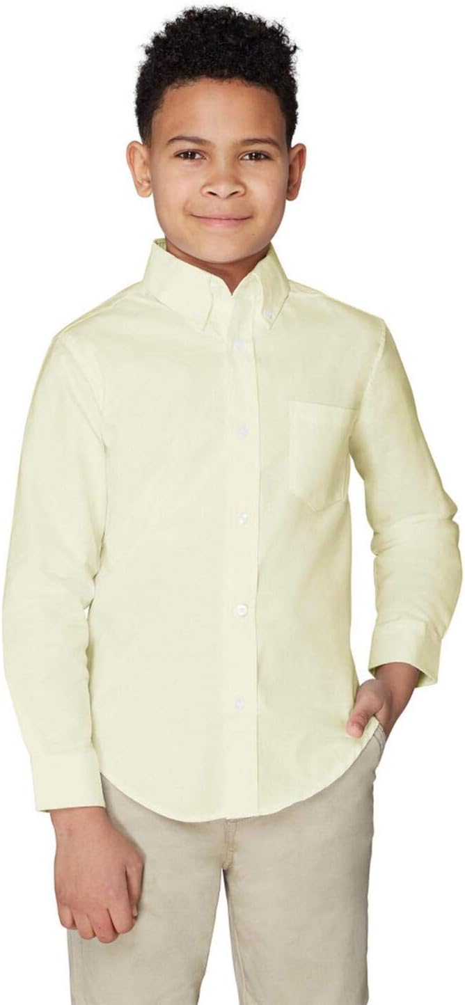 Boys Long Sleeve Oxford Shirt (Standard & Husky), yellow, 20