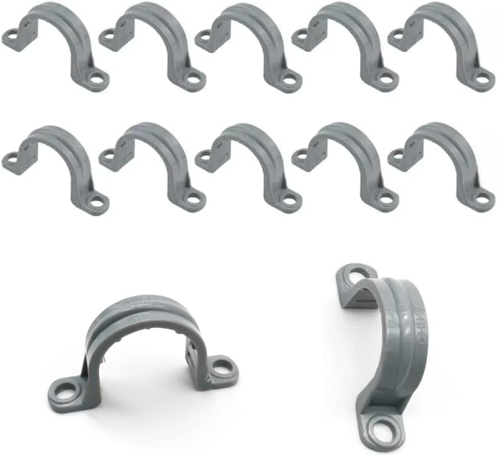12-Pack 3/4" PVC Pipe Mounting Straps - Plastic Conduit Clamps for Electrical Cables & Plumbing Pipes (2-Hole Design)