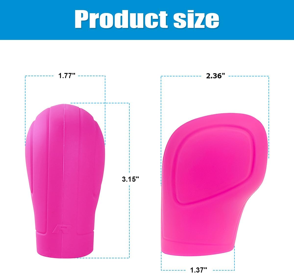 AICEL 2 Pack Silicone Gear Shift Knob Cover 3.14 x 2.2 Inch Rose Red