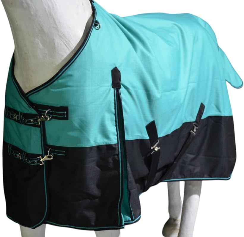 1200D Waterproof Light Weight Poly (100g Fill) Horse Winter Turnout Blanket with Standard Neck AT010002 (Turquoise, 78")