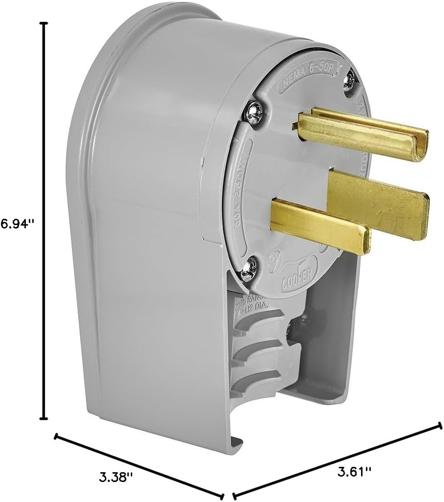 Eaton 5710AN 50 Amp 250V 6-50 Industrial Power Plug & Connector, Gray