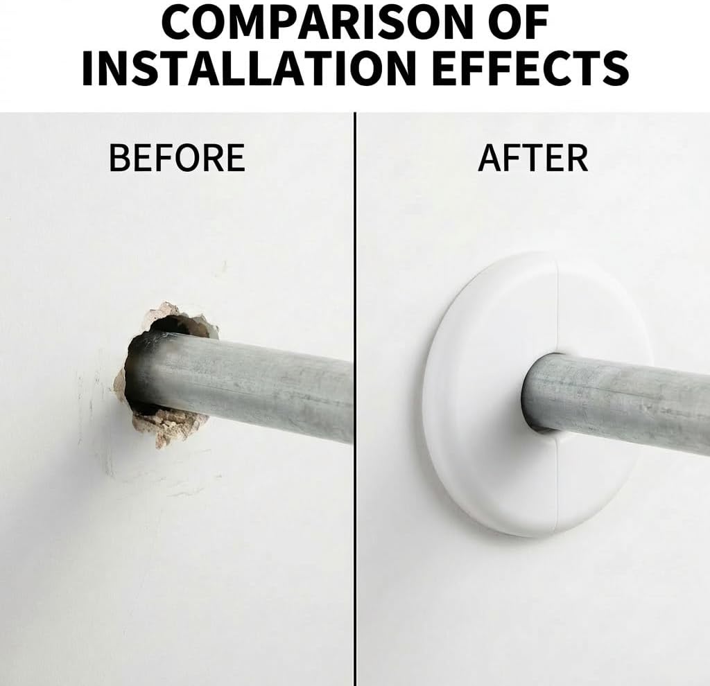 2pcs Wall Split Flange, white Self-Adhesive Pipe Cover Escutcheon Plate