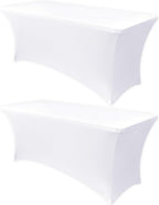6ft Stretch Spandex Table Cover - 2 Pack Universal Rectangular Fitted Tablecloth Protector for Wedding, Banquet and