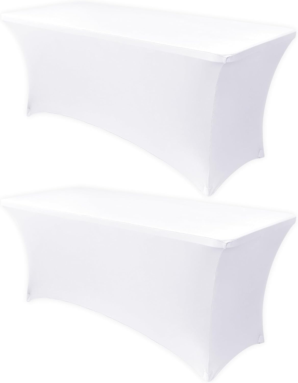 6ft Stretch Spandex Table Cover - 2 Pack Universal Rectangular Fitted Tablecloth Protector for Wedding, Banquet and