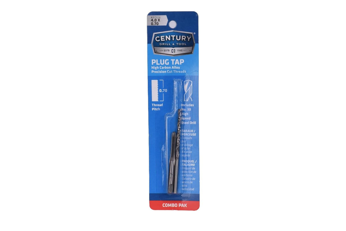 Century Drill & Tool 97506 Metric Tap & Drill Combo Pack, 4.0 X 0.70