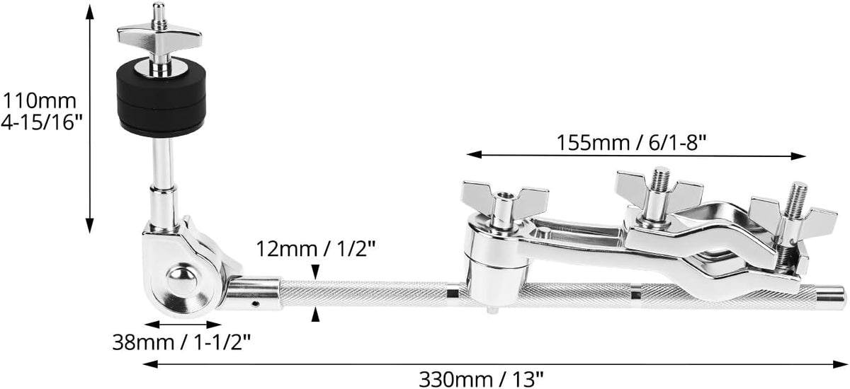 Drum Cymbal Extension Stand, 33cm Drum Cymbal Arm Attachment for All Skill Levels, Cymbal Boom Arm with Clamp Holder