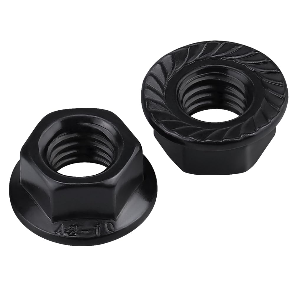 200pk M4-0.7 Black Flange Nuts, 304 Stainless Serrated Flange Lock Nuts