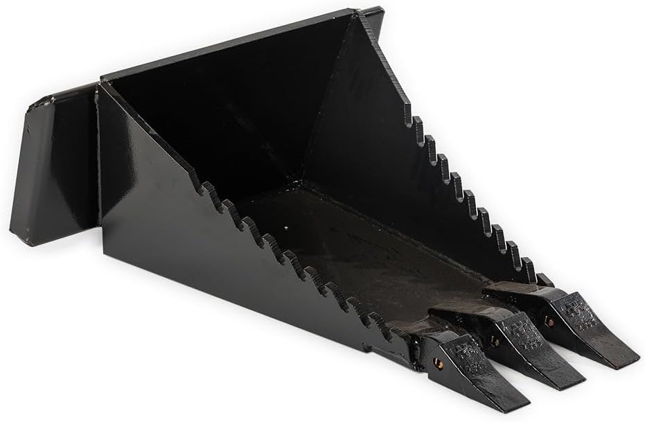 Mini Skid Steer Stump Bucket Attachment, Stump Bucket for Compact Skid Steer with Toro Style Mounting, Serrated