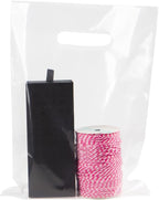 Clear Shopping Bags,Large 12x15 inches, 50 Pack, Plastic Retail Merchandise Bags, Tear Resistant, Durable