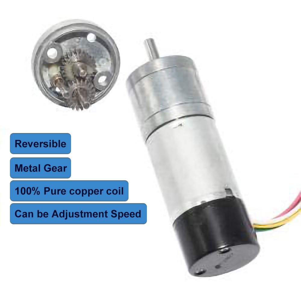 Encoder Metal Gearmotor 12V DC Low Speed 60 RPM Gear Motor with Encoder for Arduino and 3D Printers