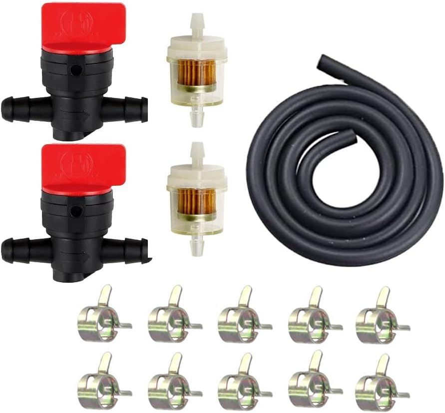 Fuel Line Filter Valve Kit Compatible with Briggs & Stratton 692008 494768 298090 Fits John Deere Kawasaki Kohler Toro1038 493960 394358 49019-7001 25 050 02 Small Engines Lawn Mowers