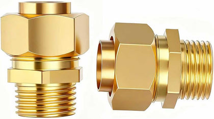 2 Pack CSST 1/2" Male NPT Kit 1/2" NPT Brass Pipe Fittings Male Threaded Hex Nipple Brass Conversion Connector Kit，Natural Gas Quick Connect Male Adapter for Gas Line