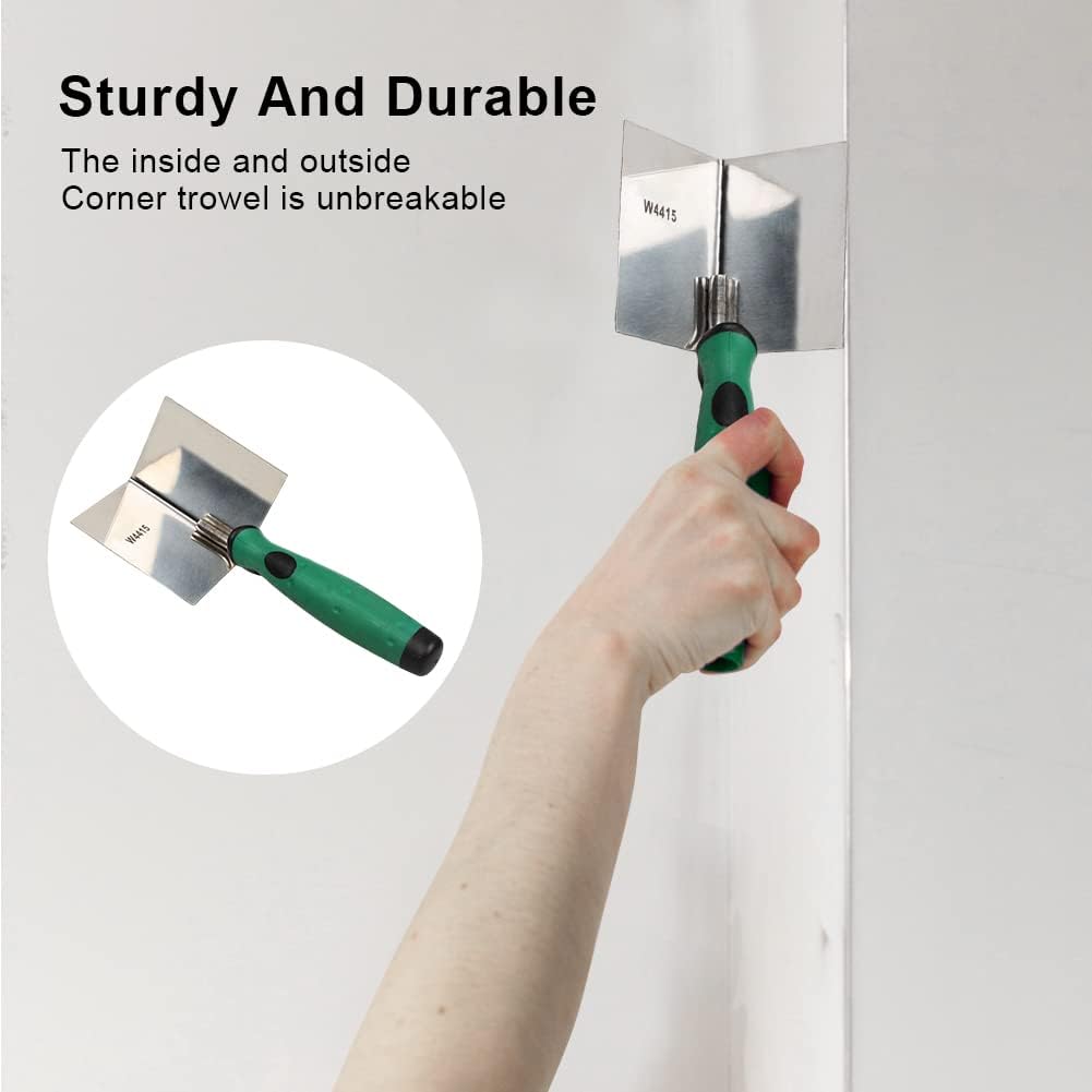 Drywall Corner Tool,Stainless Steel Drywall Corner Trowel Lining Plastering | Inside Corner Knif e with Soft Grip Handle