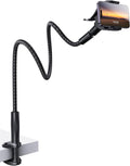 Gooseneck Phone Holder Bed - [Nylon Braided] Flexible Arm, 38inch Overall Length, 360 Adjustable Clamp Clip, Overhead
