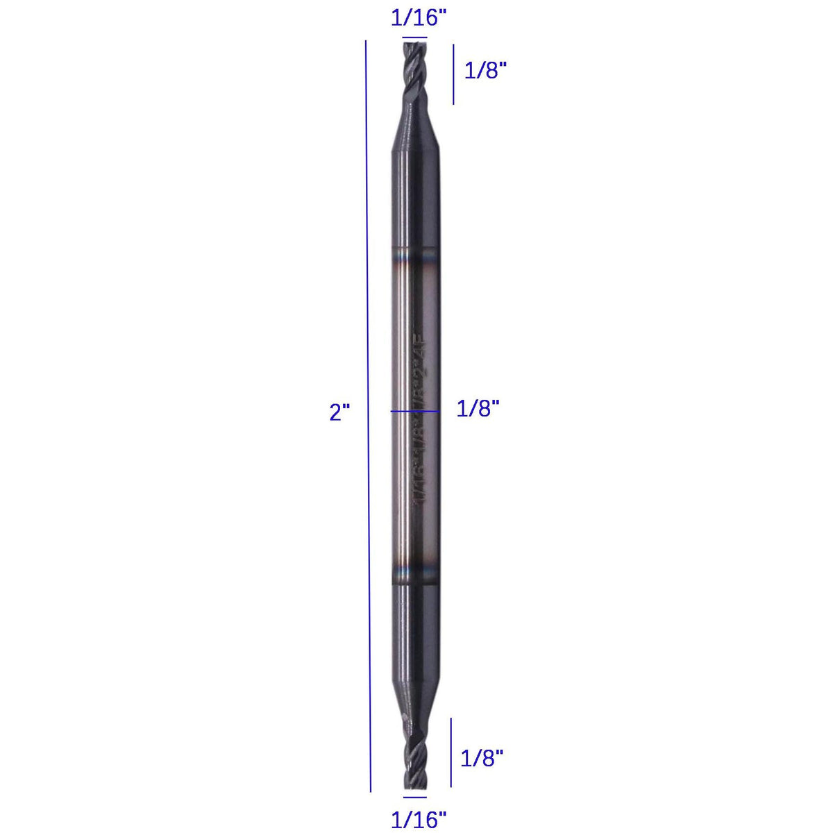 5Pcs 1/16" 4 Flute Solid Carbide Square End Mill, Double End, AlTiN Coated