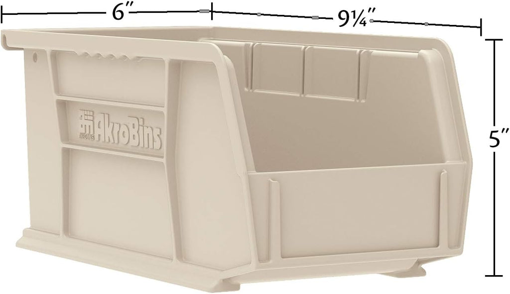 30237 AkroBins Plastic Storage Bins, 9"x6"x5", Black, 12-Pack | Space-Saving Stackable Bins for Garage, Pantry, Craft