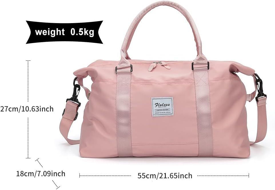 Travel Duffel Bag, Carry On Overnight Weekender Bags for Women | Travel Bag with Wet Pocket & Trolley Sleeve