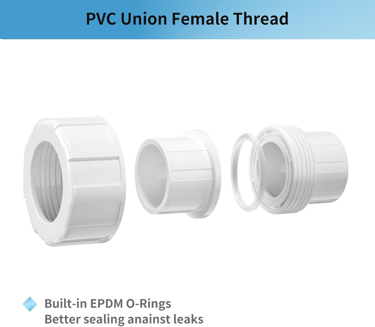 LESSO 4PCS 1/2 inch PVC Female Thread Union, White
