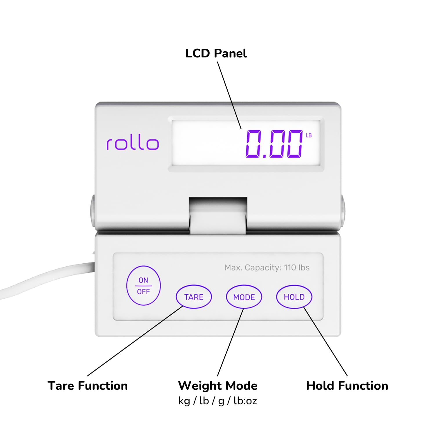 Shipping Scale for Packages - Digital Postal Scale (110 Lb Max) | Hold and Tare Functions - Includes AC Adapter and