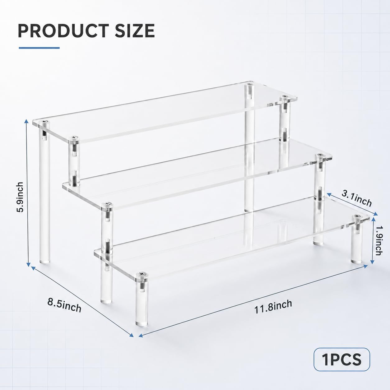 Acrylic Display Risers, 3 Tier Perfume Organizer,Clear Cupcake Stand Holder | Large Shelf Risers for Figures, Display