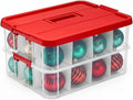 2-Layer Christmas Ornament Storage Box Plastic - 24 Compartment Cchristmas Decoration Storage Box